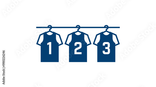 Basketball Jerseys 1 2 and 3 Hanging on a Rack