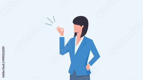 OKポーズのスーツを着た女性のベクターイラスト