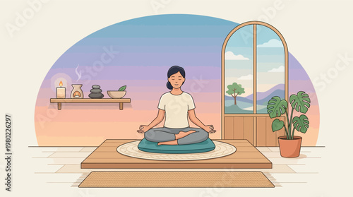 Woman in meditation yoga practice.