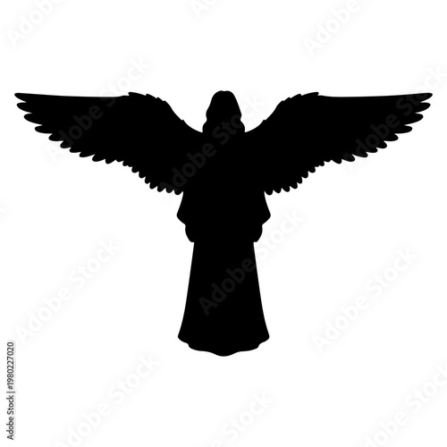 Silhouette of an Angel with Spread Wings.