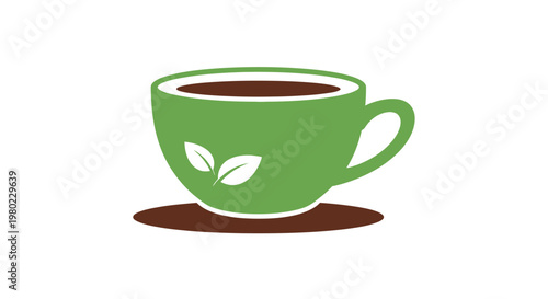 An inviting illustration of a cup of herbal tea with leaf embellishments ready to serve