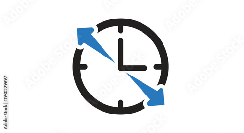 Clock Icon with Arrows Indicating Time Management and Progress in a Symbolic Way