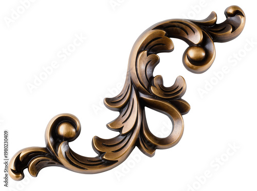 Quadro su tela Isolated elegant ornate decorative metal element with classic aged bronze finish