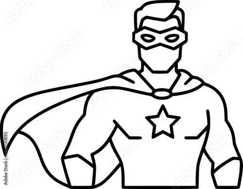 Hero icon element in flat simple style. Thin stroke editable icons
