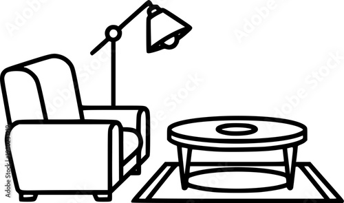 Lounge icon for mobile concept and web apps, editable stroke
