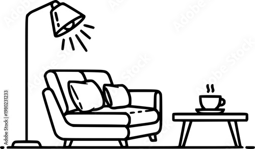 Lounge icon for mobile concept and web apps, editable stroke
