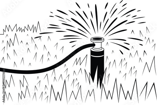 Automatic Lawn Sprinkler System Watering Green Grass Icon