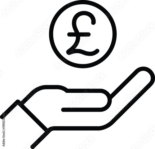 Hand Holding British Pound Sterling Coin Currency Icon