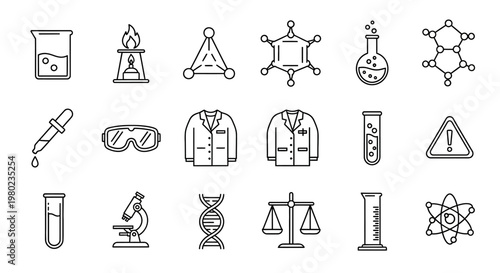 Science and Laboratory Icons - A Comprehensive Collection of Scientific and Medical Symbols for Research and Education