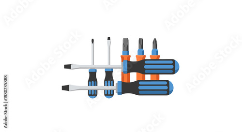 Professional Screwdriver Set Vector Illustration for Repair, DIY, and Construction Services