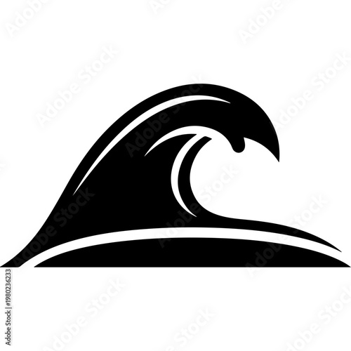 Black wave, ocean wave, sea wave, surf icon, vector wave