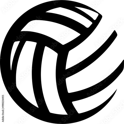Volleyball Icon, Black Sports Ball, Vector Sports Symbol, Athletic Emblem