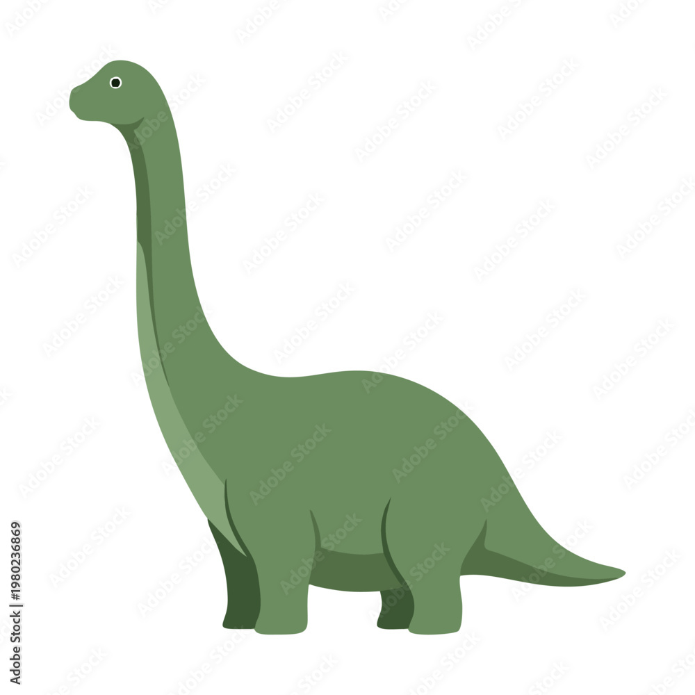 Fototapeta premium Green Brontosaurus Dinosaur Illustration.