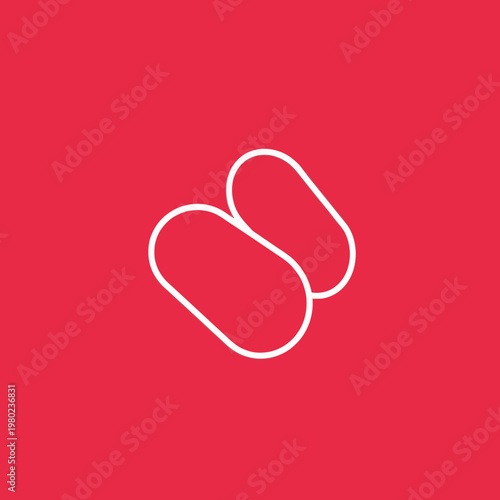 Two white pills on a red background.