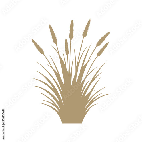 Illustration of Cattails Plant Silhouette.