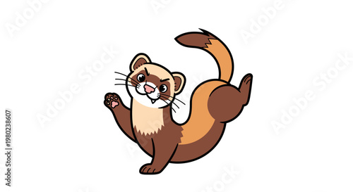 Cartoon Ferret in Playful Posture.