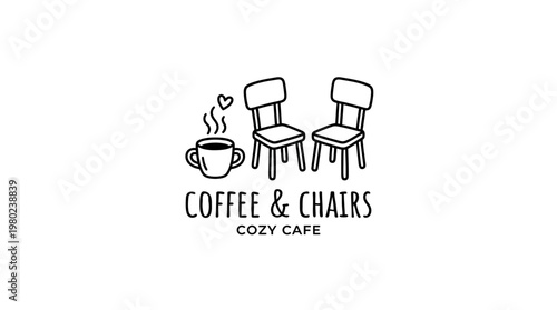Coffee  Chairs Cozy Cafe Logo