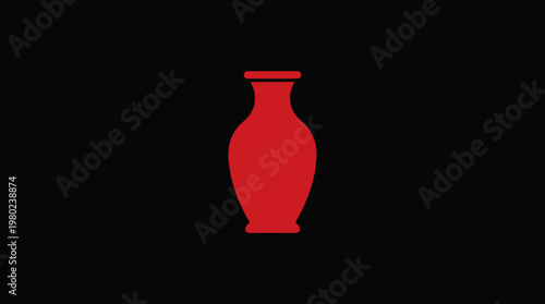 Red Ceramic Vase Silhouette Against Black Background