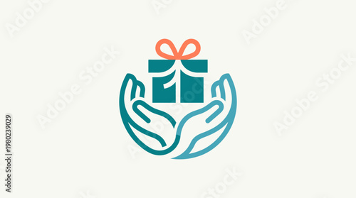 Gift Box Held by Hands Logo