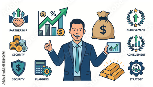 Businessman Holding Money Success.