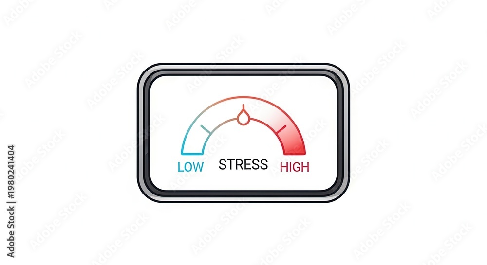 Fototapeta premium Stress Level Meter Gauge Indicating Low to High Stress