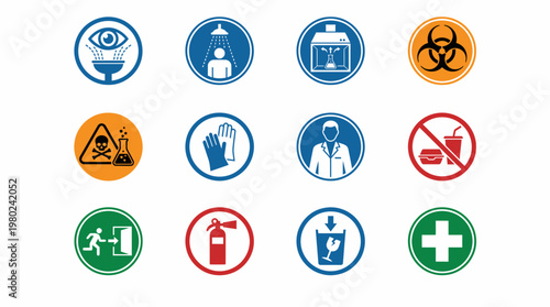 Set of Various Health and Safety Warning Sign Icons. EPS Editable. Vector Illustrations.