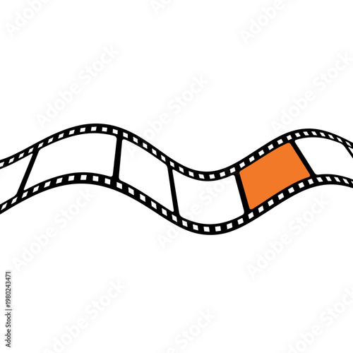 Film Strip Wave Minimal Line Art Cinema Frame Background Vector
