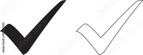 Checkmarks symbols in solid and outline style for approval and confirmation purposes
