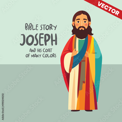 Bible Story Joseph and His Coat of Many Colors Vector Illustration for Children Christian Education and Sunday School