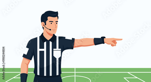 Referee gives direction on soccer field during a match with clear focus on game play
