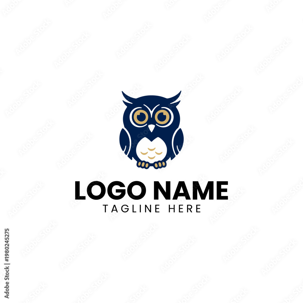 Fototapeta premium Minimalist Owl Mascot Logo Design Vector Template