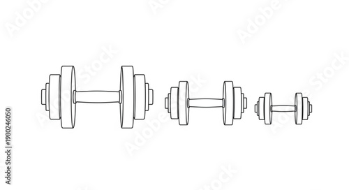 Set of adjustable metal dumbbells for strength training.