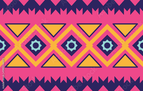 Seamless ethnic pattern vector with traditional tribal and cultural motifs, perfect for fabric, fashion, wallpaper, crafts, and decorative design projects. drew this by myself, It's not AI generate