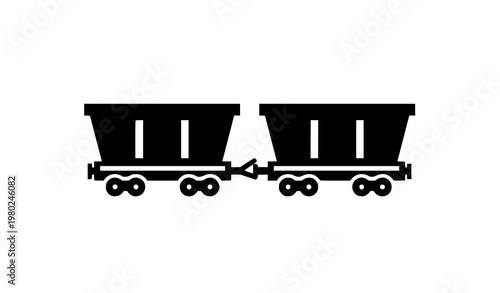 Title:
Train wagons glyph icon with railway freight cars in bold solid vector style for transport app interface