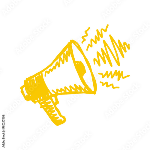 An ugly icon of a megaphone emits loud sounds