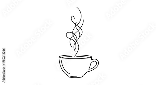 Hand Drawn Steaming Coffee Cup Sketch Illustration.