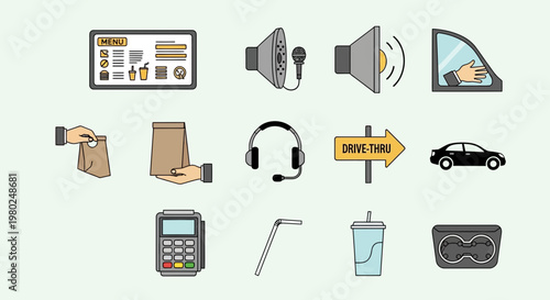 Collection of various modern technology icons.