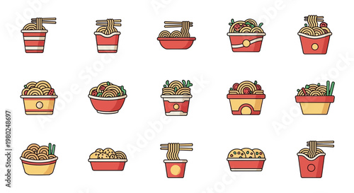 Colorful illustration of various food bowls.