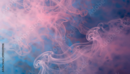Abstract Pastel Pink and Blue Smoke Background with Soft Flowing Ink Clouds