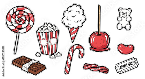 Colorful candy and sweet treats collection.