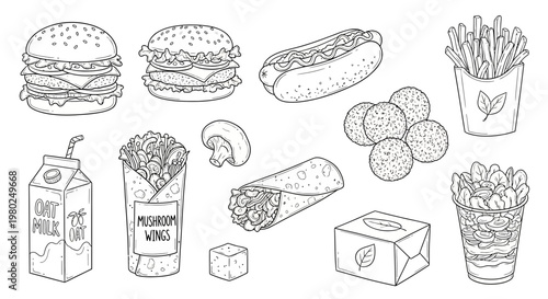 Fast food menu items illustration.
