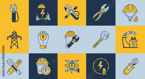 Construction tools and equipment icons set.