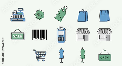 Ecommerce shopping icons and symbols.
