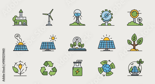 Eco friendly icons for sustainable living.