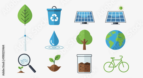 Eco friendly sustainable green environment icons.