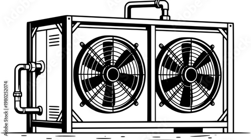 Industrial air conditioning unit with two large fans