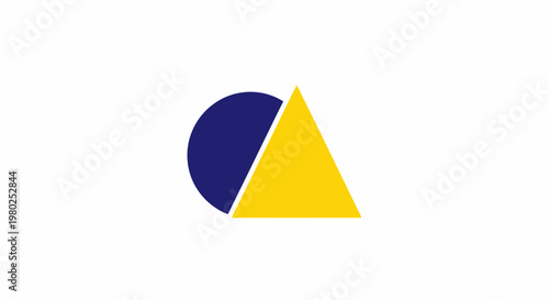 Geometric shapes in blue and yellow.