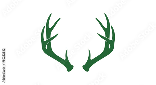 Green Antler Deer Horns Illustration.