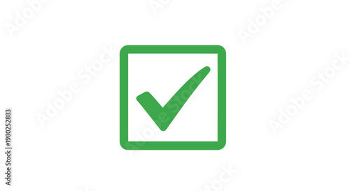 Green checkmark in square box.