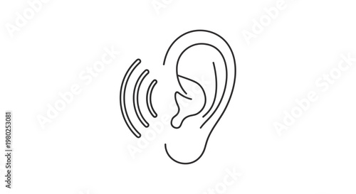Hearing Ear with Sound Waves.